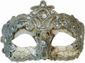 Silver Crackle Brazilian Diamond Masquerade Eye Mask With Lace and Rhinestones by HalloweenStore.com