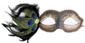 Bronze Cipriani Venetian Masquerade Eye Mask with Feathers Rhinestones and Jewel by HalloweenStore.com