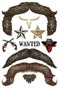 StacheTATS The Outlaw Mustache Temporary Facial Tattoos Assortment by HalloweenStore.com