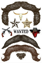 StacheTATS The Outlaw Mustache Temporary Facial Tattoos Assortment by HalloweenStore.com