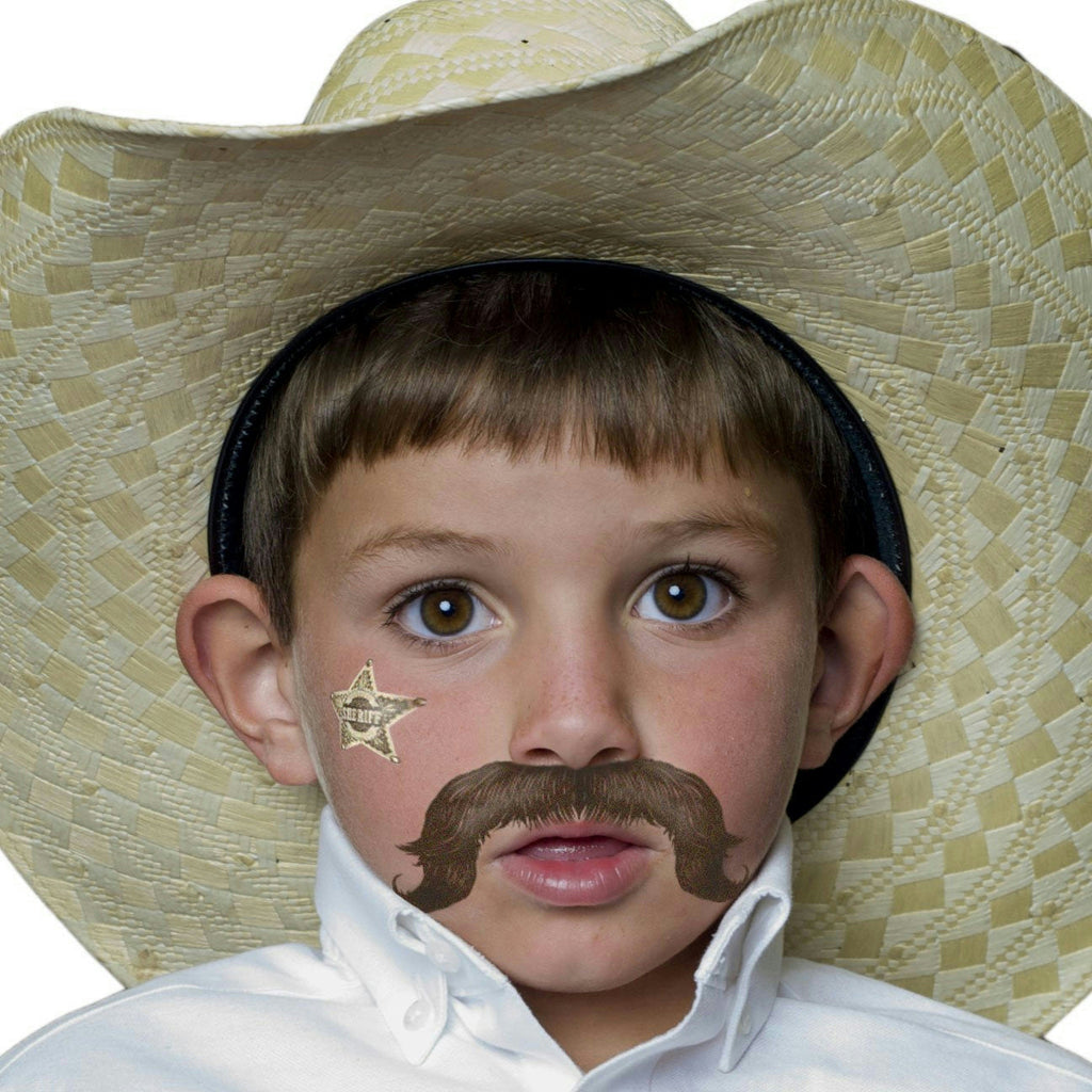 StacheTATS The Outlaw Mustache Temporary Facial Tattoos Assortment by HalloweenStore.com