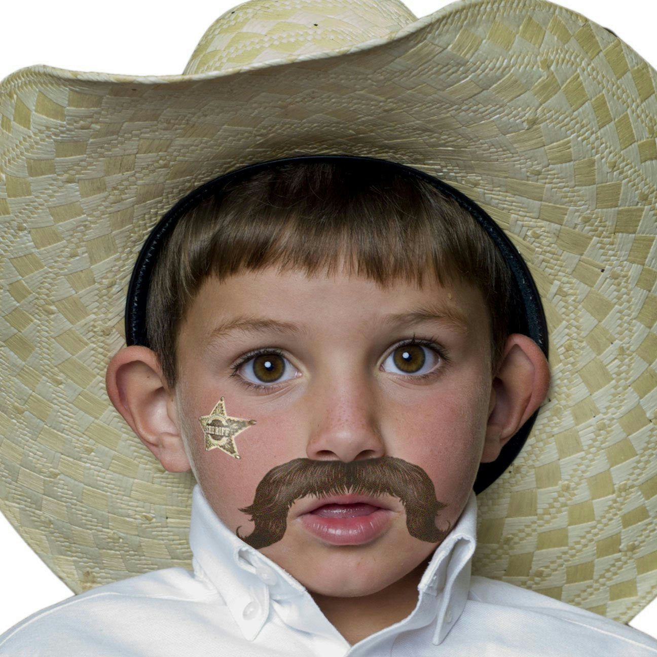 StacheTATS The Outlaw Mustache Temporary Facial Tattoos Assortment by HalloweenStore.com