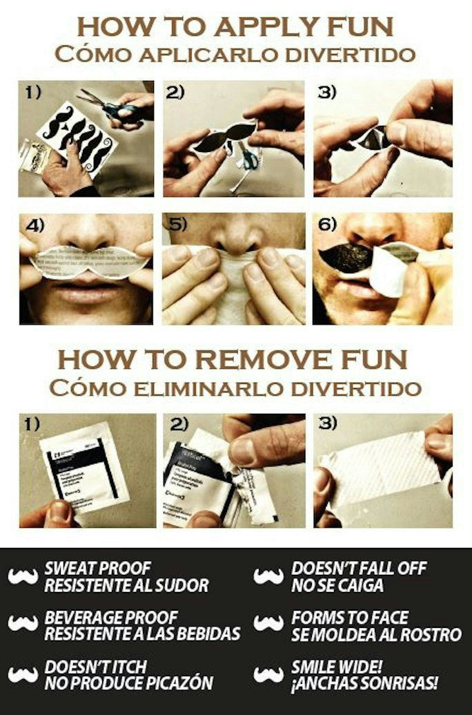 StacheTATS The Signature The Disco Mustache Temporary Facial Tattoos Assortment by HalloweenStore.com