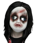 White Doll Freaky Face Mask with Long Black Hair by HalloweenStore.com