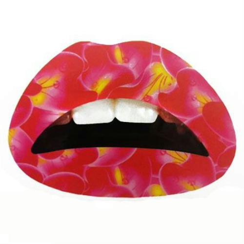 Hibiscus Flower Print Lips Temporary Tattoo Sticker by HalloweenStore.com