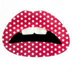 Pink Print with Stars Lips Temporary Tattoo Sticker by HalloweenStore.com