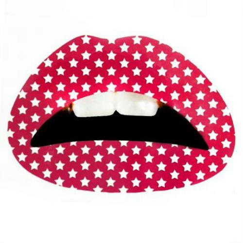 Pink Print with Stars Lips Temporary Tattoo Sticker by HalloweenStore.com