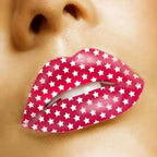 Pink Print with Stars Lips Temporary Tattoo Sticker by HalloweenStore.com