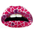 Big Pink Hearts Print Lips Temporary Tattoo Sticker by HalloweenStore.com