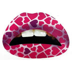 Big Pink Hearts Print Lips Temporary Tattoo Sticker by HalloweenStore.com