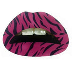 Purple Tiger Animal Print Lips Temporary Tattoo Sticker by HalloweenStore.com