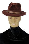 Brown Fedora Gangster Pimp Freddy Foam Flocked Hat by HalloweenStore.com