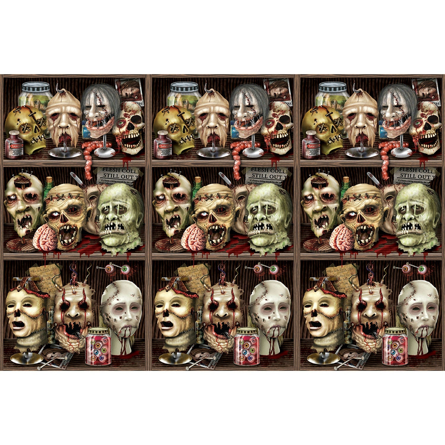 Scary Heads Backdrop Decoration 4 x 30 Feet by HalloweenStore.com