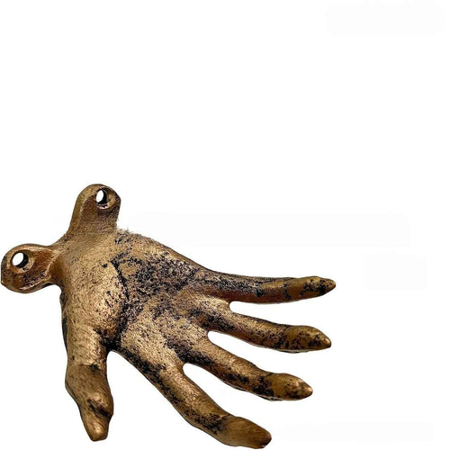 1 Gold-finished Cast Iron Decorative Wall Hook In The Shape Of A Hand, Featuring A Black Vintage Gothic Style. Dimensions: 2.25 × 3.25 × 4 Inches. Ideal For Hanging In Entryways Or Bedrooms To Hold Jewelry, Keys, And Other Lightweight Items.
