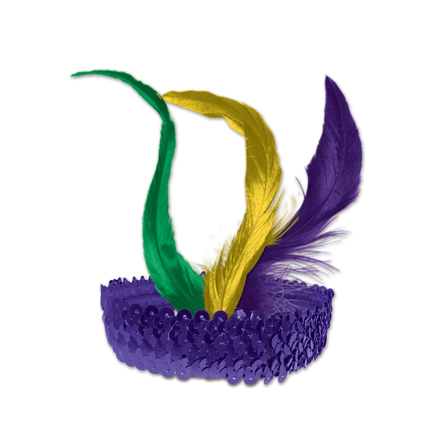 Sequined Flapper Headband with Feathers Mardi Gras Costume Accessory by HalloweenStore.com