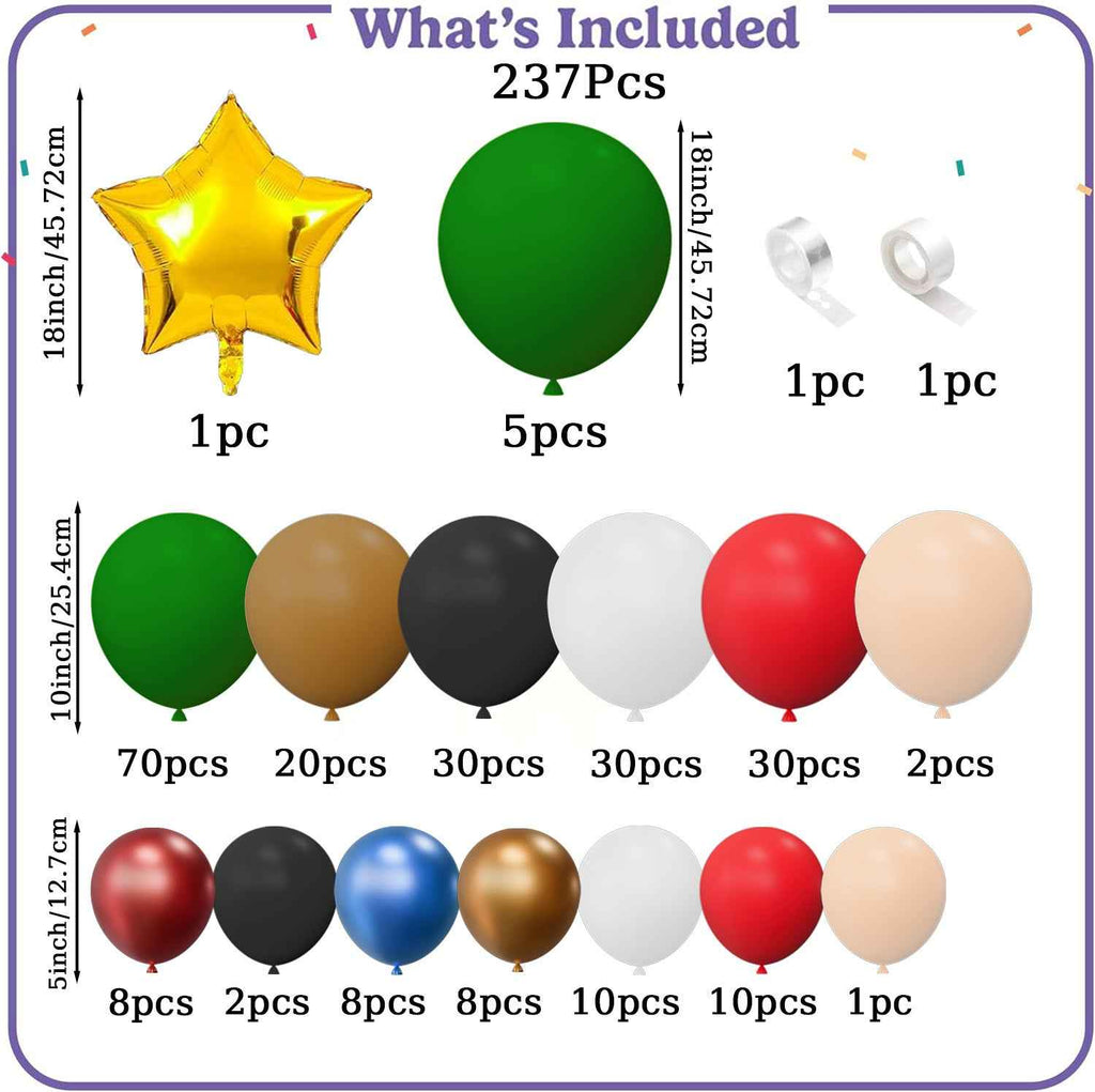 237pcs Red Green Golden Round Balloon Arch Set, Suitable for Shopping Mall Event Decoration, Christmas Party Decoration, New Year Event Decoration