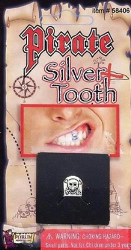 Silver Pirate Tooth Cap with Skull by HalloweenStore.com