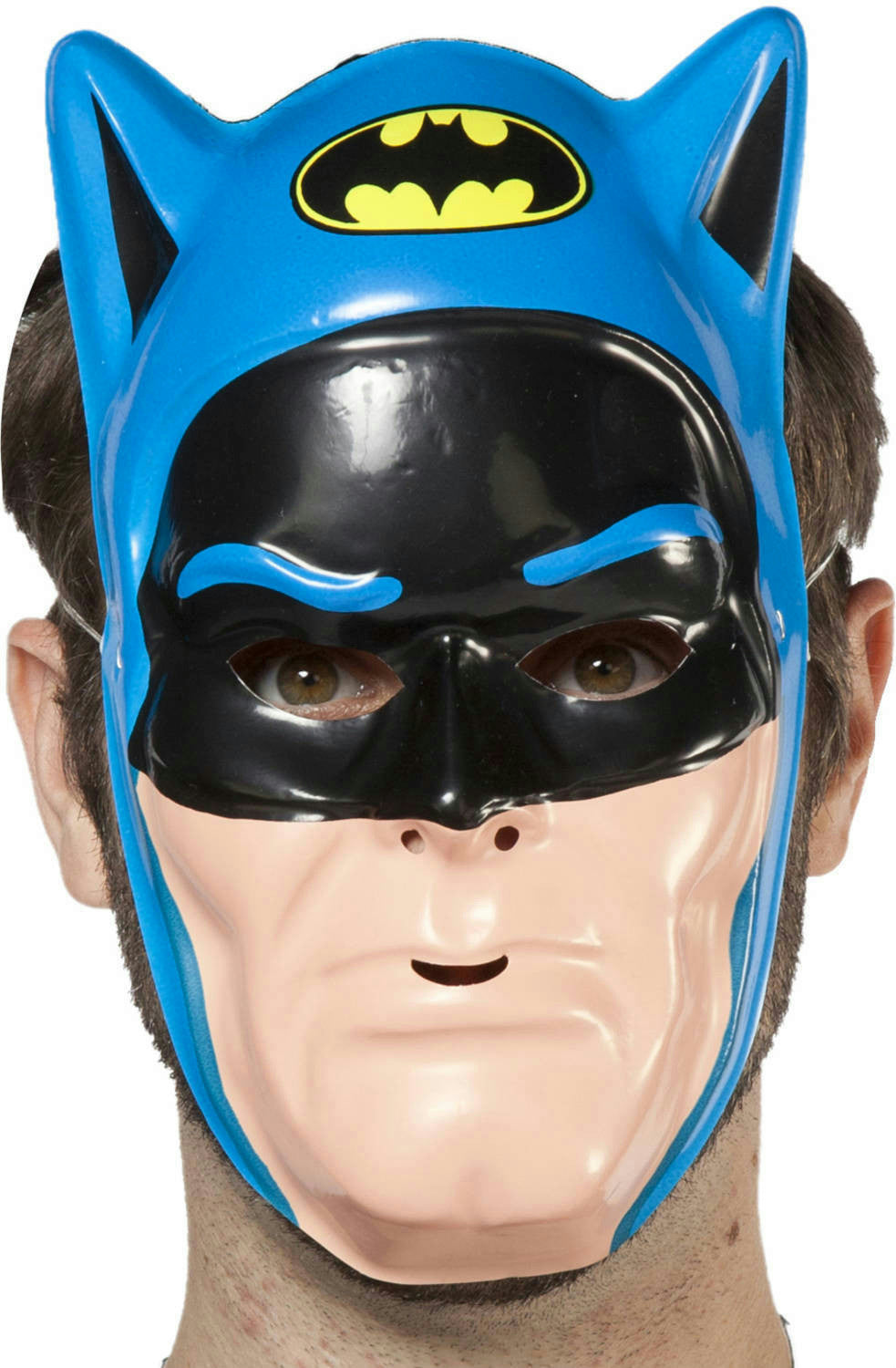 DC Comics Blue Batman PVC Half Vintage 80's Ben Cooper Plastic Face Mask by HalloweenStore.com