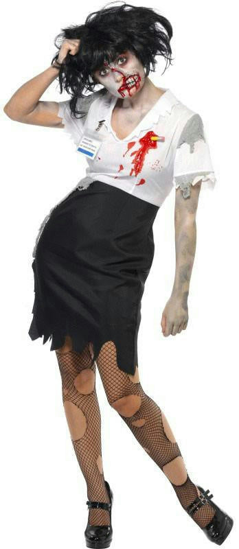 Smiffys Women's Zombie Secretary Worked To Death Costume Size XS 2-4 by HalloweenStore.com