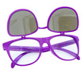 80s Purple Mirror Lens Flip Up to Clear Lens Blues Brother Glasses Eyewear by HalloweenStore.com