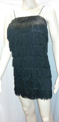 Women's Black 1920's Deluxe Flapper 8 Tiered Fringe Costume Dress Beaded Straps by HalloweenStore.com