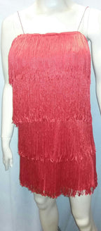 Women's Red 1920's Deluxe Flapper 4 Tiered Fringe Costume Dress Beaded Straps by HalloweenStore.com
