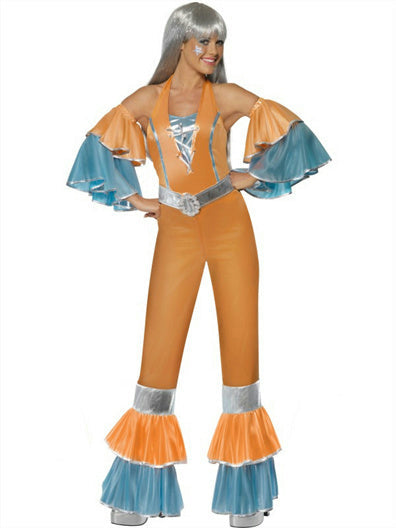 Smiffy's Women's 70's Frilly Fantastic Female Adult Costume Jumpsuit Small 6-8 by HalloweenStore.com