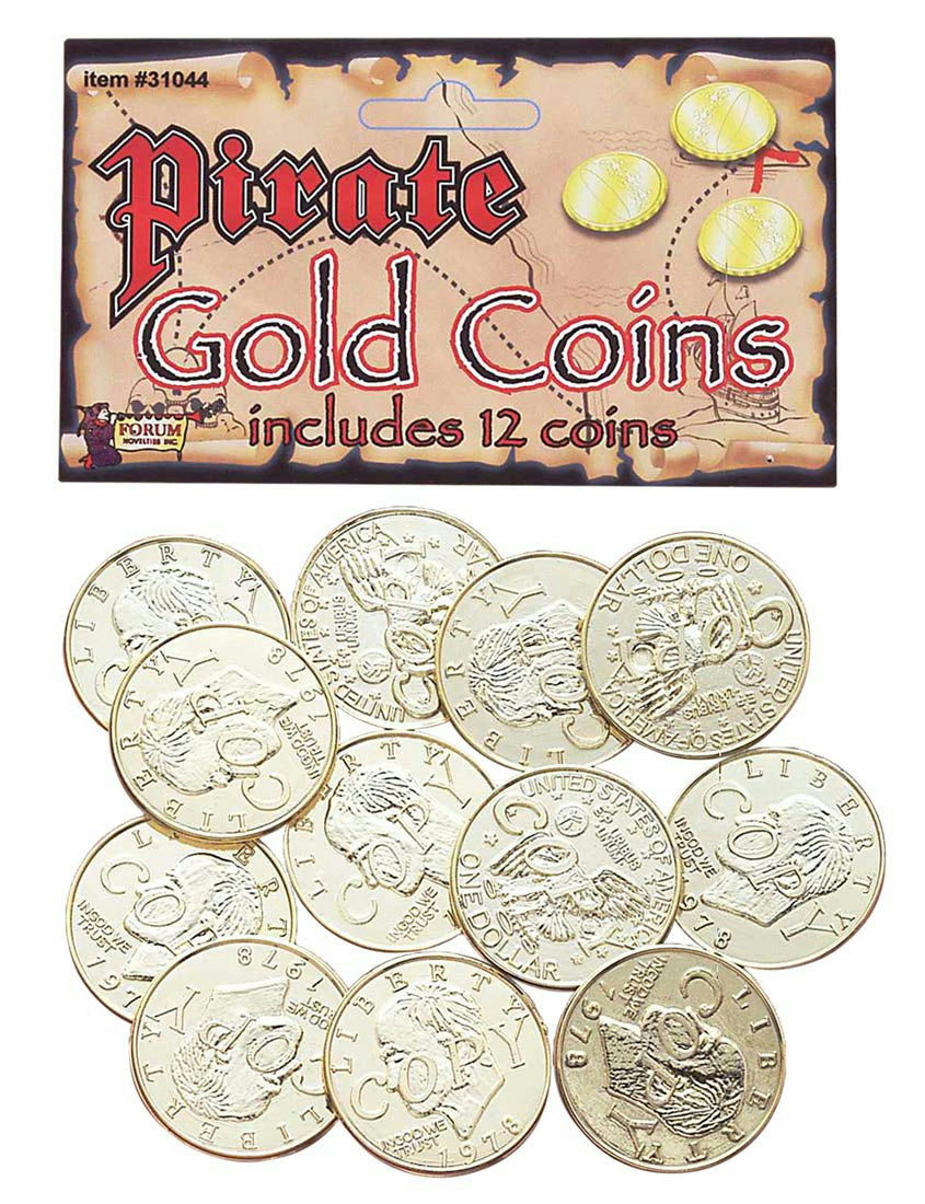 12 Fake Pirate Gold Coins Costume Accessory by HalloweenStore.com
