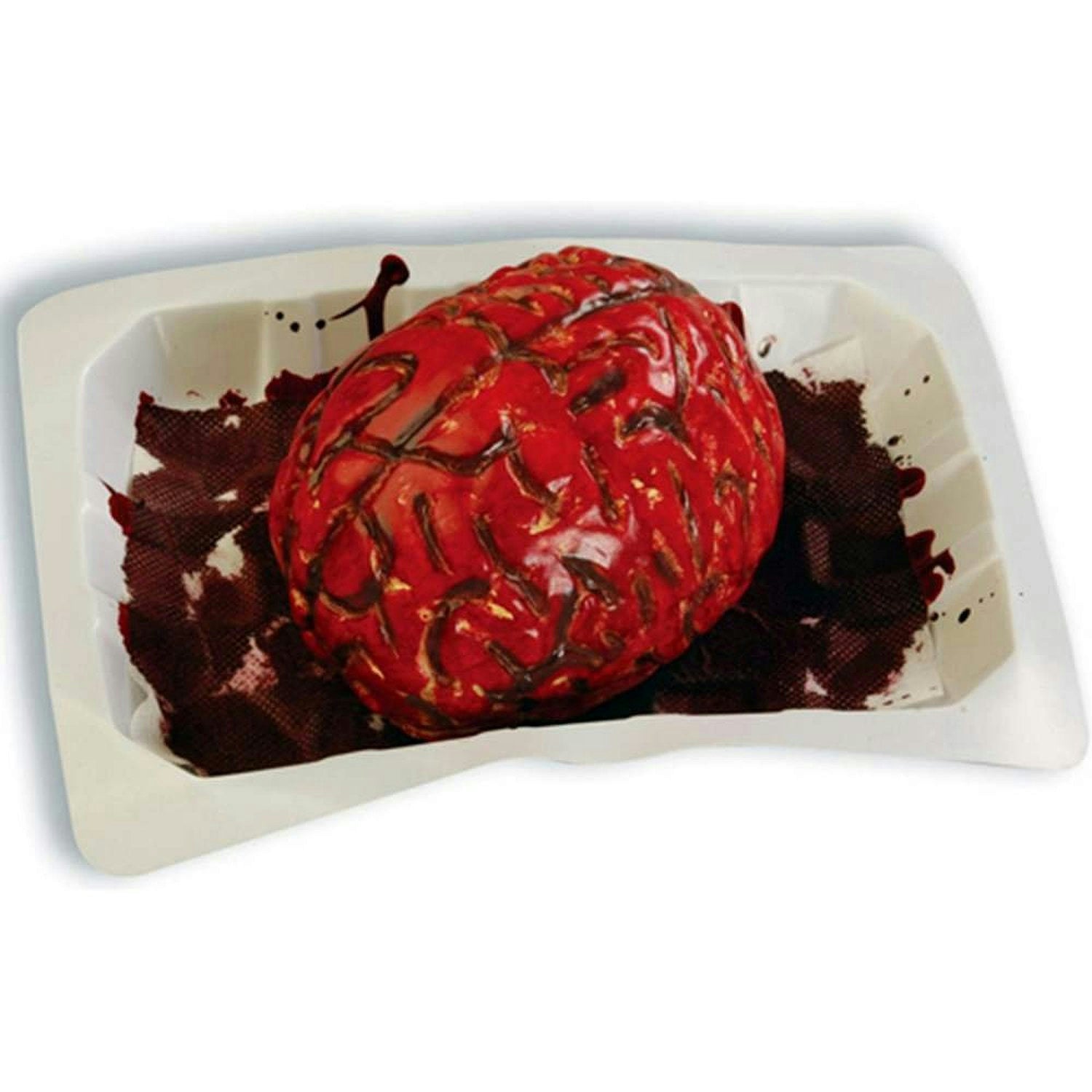 Bloody Banquet Brain in a Butcher's Meat Tray Halloween Party Prop Decoration by HalloweenStore.com