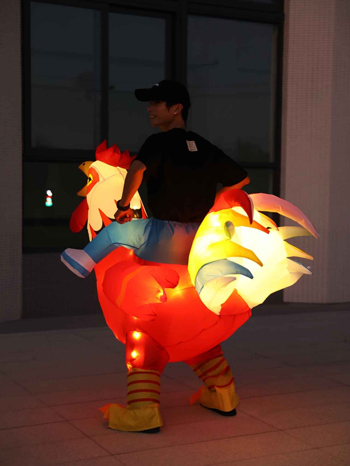 Halloween Carnival Easter Inflatable Rooster Costume for Adults, Holiday Party Outfit (Inflatable Costume, No Size Measurement Required)