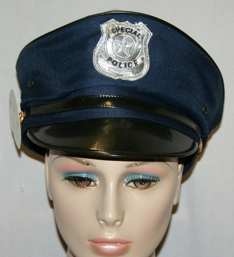 Navy Blue Adult Police Hat with Badge by HalloweenStore.com