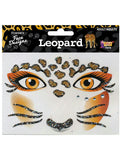 Glittered Rhinestone Leopard Face Design Art Self Adhesive Stickers Decor Makeup by HalloweenStore.com