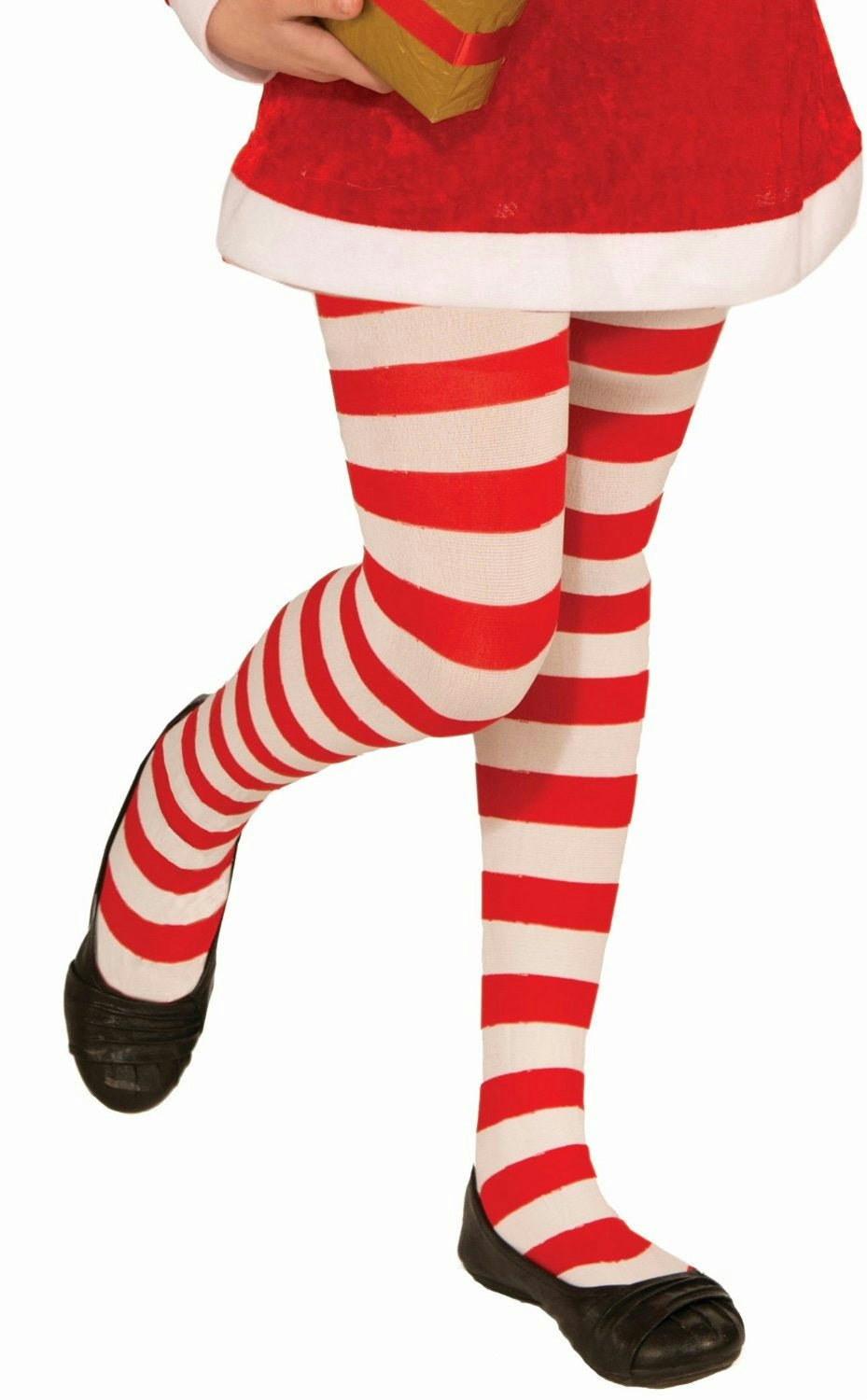 Red and White Striped Child Christmas Candy Cane Tights Size Large 12-14 by HalloweenStore.com