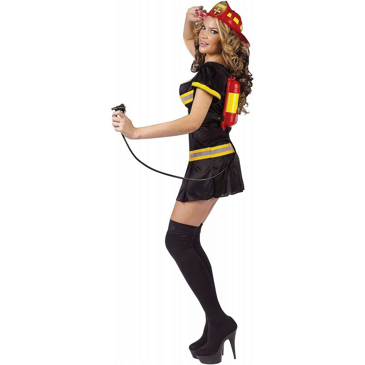 Women's Put Out the Fire Sexy Adult Firefighter Costume Size M/L 10-14 by HalloweenStore.com