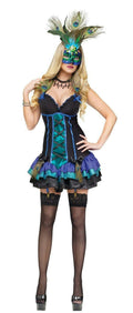 Fun World Women's Sexy Midnight Peacock Adult Costume Dress and Mask Size XS 2-4 by HalloweenStore.com