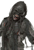 Black Burnt Charred Burning Dead Zombie Mask With Shroud by HalloweenStore.com