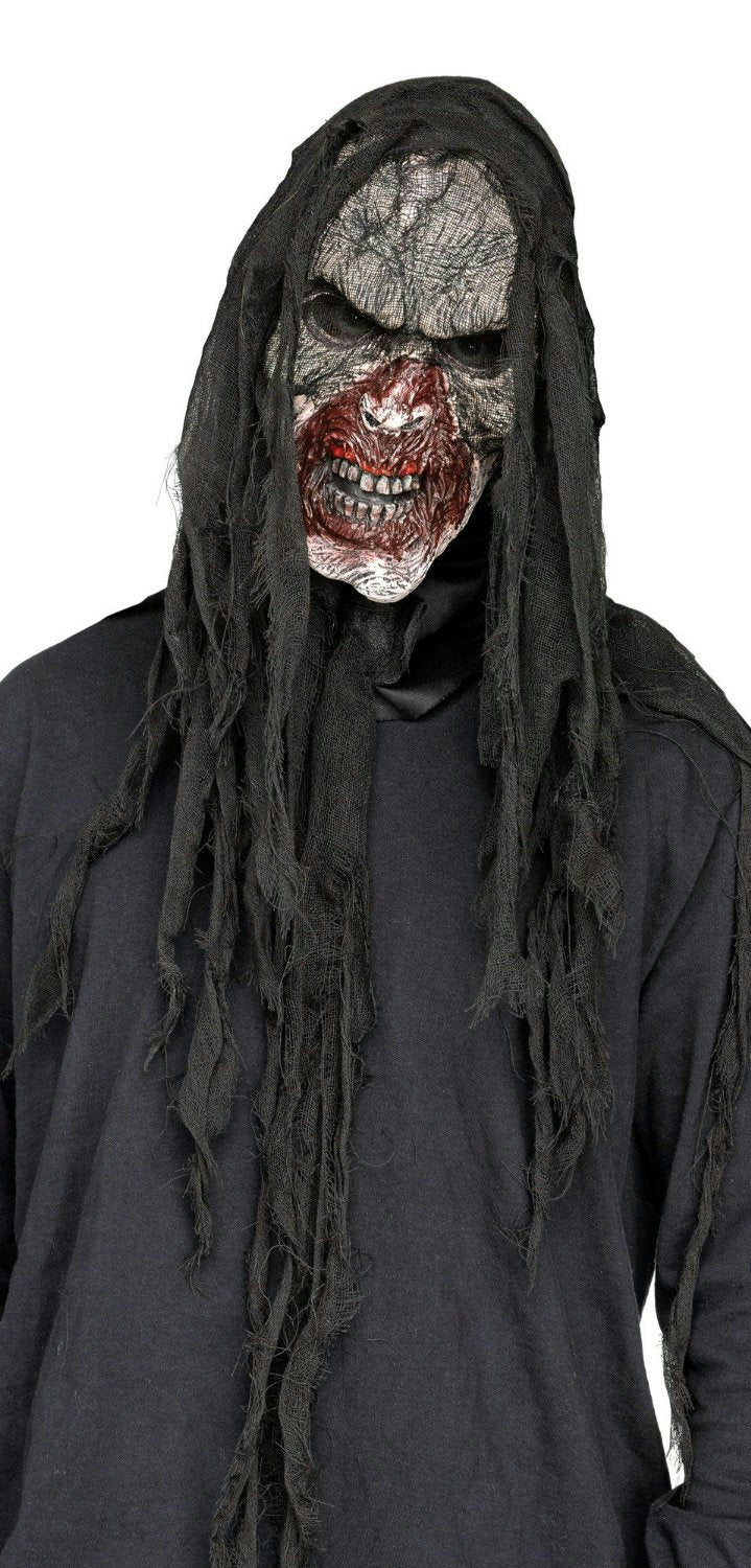 Fun World White Burnt Charred Burning Dead Zombie Mask by HalloweenStore.com