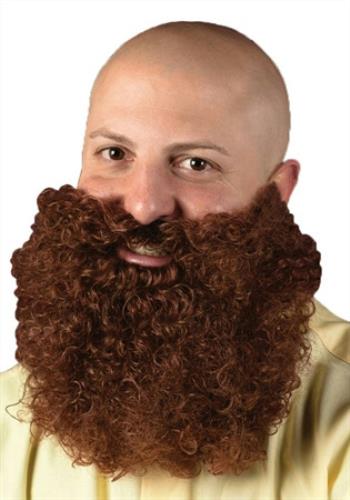Fun World Brown Big & Curly Bushy Mustache and Beard Facial Hair Set by HalloweenStore.com