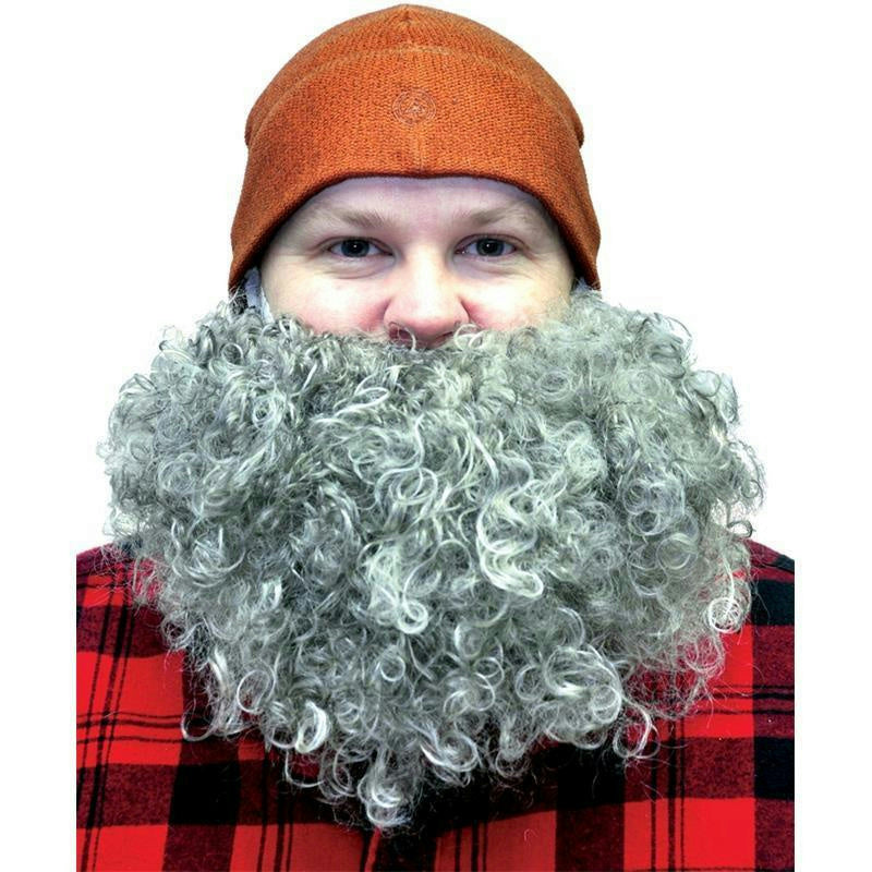 Fun World Gray Big & Curly Bushy Mustache and Beard Facial Hair Set by HalloweenStore.com