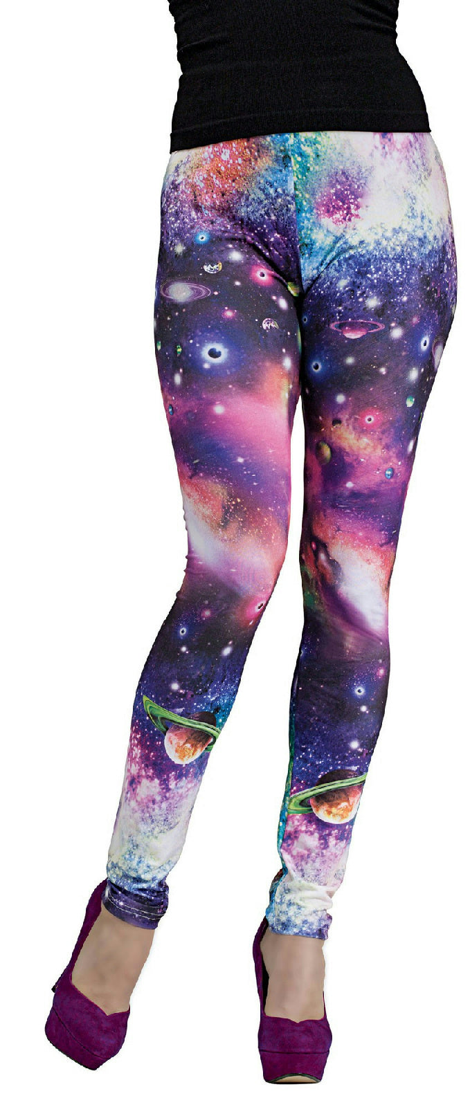 Fun World Cosmic Celestial Galaxy Print Comfy Stretch Leggings by HalloweenStore.com