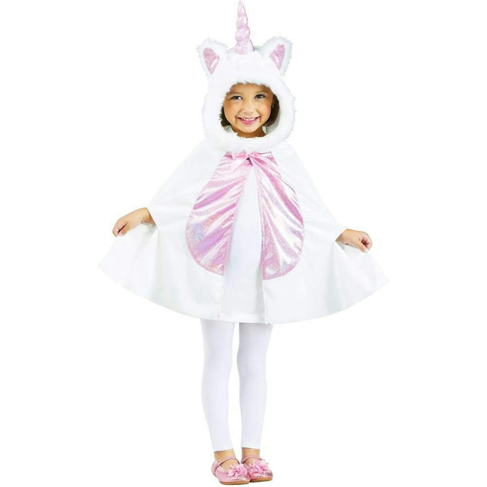 Fun World Girl's Pink and White Li'l Unicorn Cape Toddler Costume Fits up to 3T by HalloweenStore.com