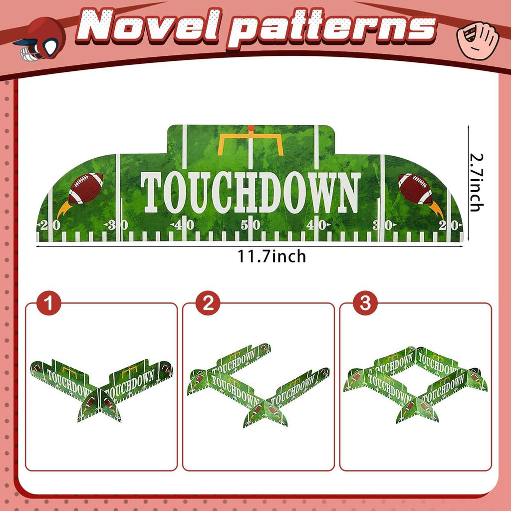 8pcs Football Paper Lantern Sports Fan Party Decor Table Centerpiece Decoration Set Soccerball Game Lantern with Stand Pieces for Game Day Tailgates Stadium Party Supply, 12 Inches (Red)