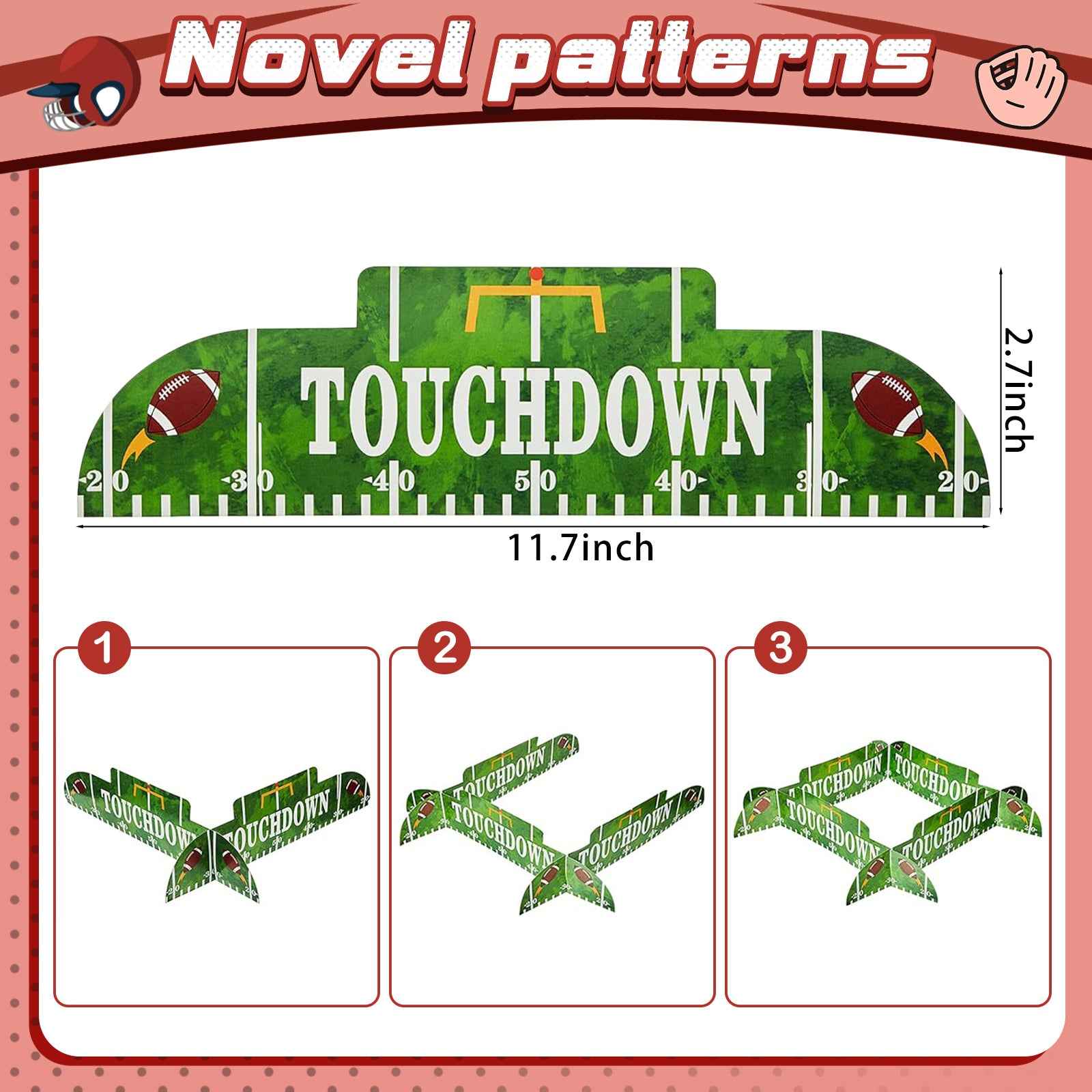 8pcs Football Paper Lantern Sports Fan Party Decor Table Centerpiece Decoration Set Soccerball Game Lantern with Stand Pieces for Game Day Tailgates Stadium Party Supply, 12 Inches (Red)