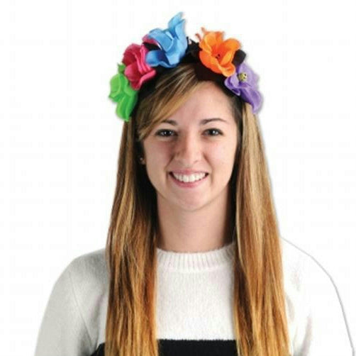 Beistle Women's Day Of The Dead Flower Headband with Skulls by HalloweenStore.com