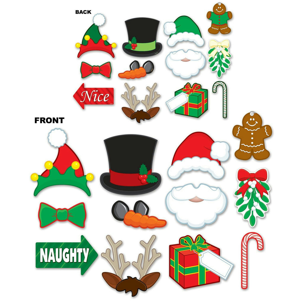 Christmas Party Photo Photobooth Fun Signs Cut Outs 2 Sided With 4 Wooden Dowels by HalloweenStore.com