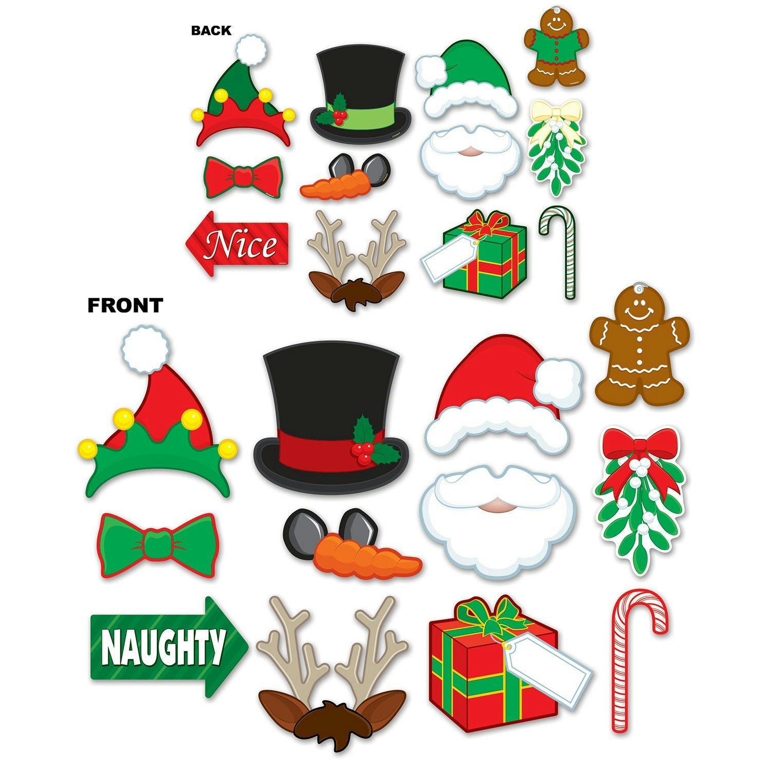 Christmas Party Photo Photobooth Fun Signs Cut Outs 2 Sided With 4 Wooden Dowels by HalloweenStore.com