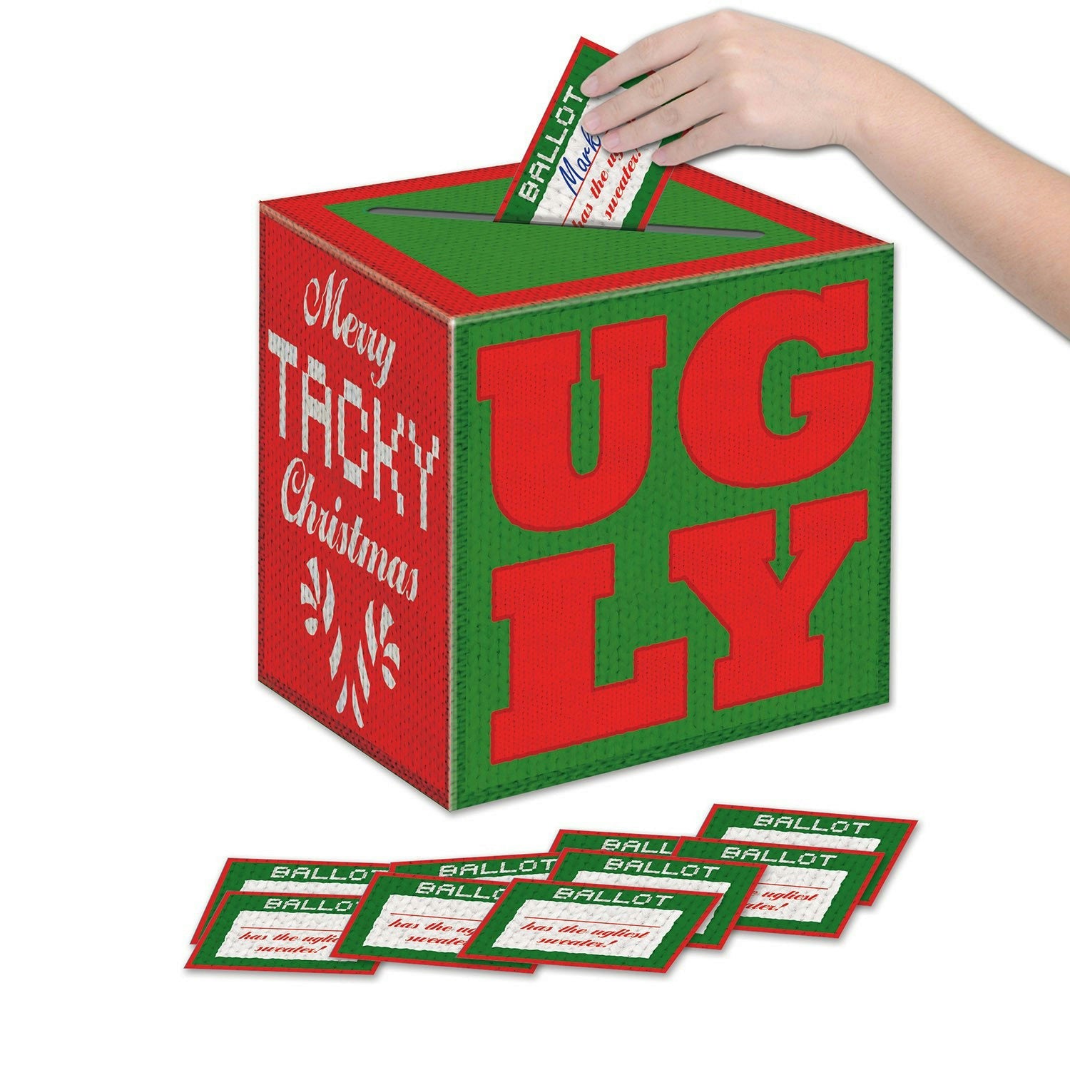 Ugly Christmas Sweater Party Contest Ballot Box With 10 Ballots by HalloweenStore.com