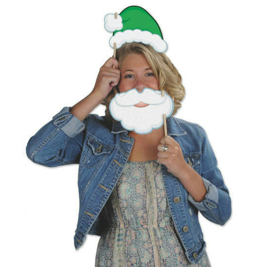 Christmas Party Photo Photobooth Fun Signs Cut Outs 2 Sided With 4 Wooden Dowels by HalloweenStore.com
