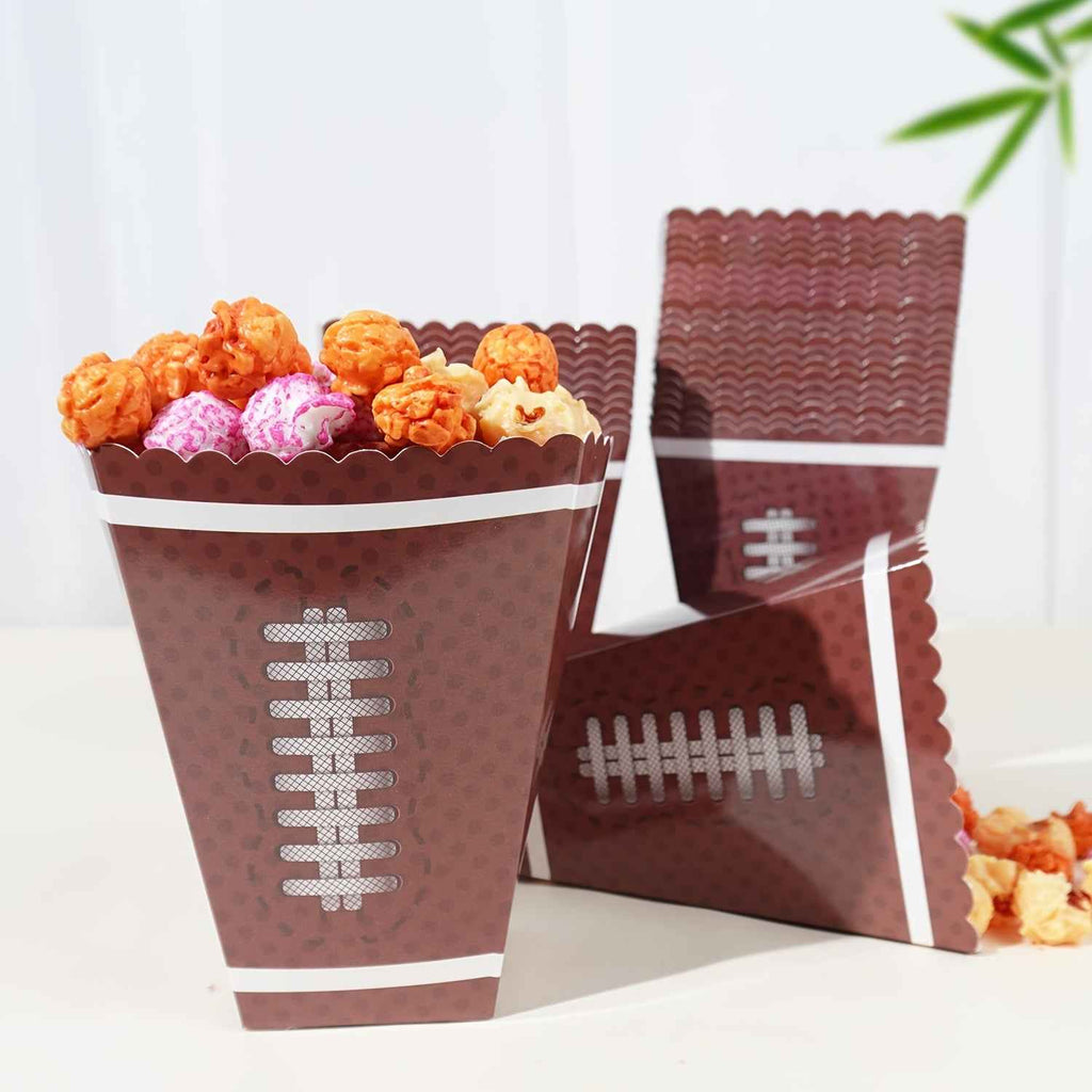 24pcs Football Popcorn Box | 300g Heavy Paper Football Party Supplies Paper Snack Cup Sports Theme Disposable Popcorn Bowl | Suitable for Birthday Sports Events | Birthday Parties | Snack Service Tray Suitable for Pancake Hot Dog Football Match Day
