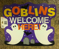 Goblins Welcome Here Halloween Ghost Bats Cardstock Wall Window Decoration Decor by HalloweenStore.com